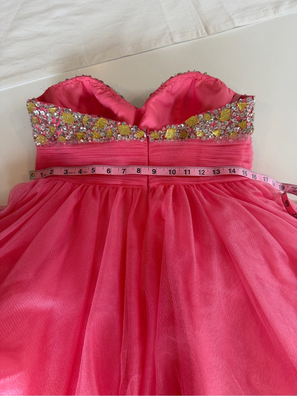 Couture Hand-Beaded Coral Gown - Picture 12 of 13